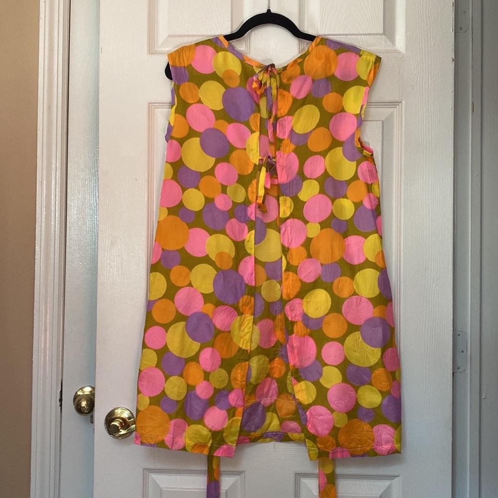 VTG 60’s Psychedelic Circle Bold Pattern Apron Dress - Picture 6 of 8